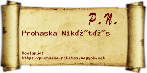 Prohaska Nikétás névjegykártya